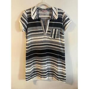 Calypso St Barth Dress Lace Trim Striped T Shirt Dress Top Size Small 100% Linen